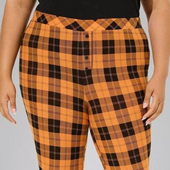 Torrid Leggings 0X (large)/ Orange Buffalo Plaid Foxy Sleep Lounge Halloween NWT - Picture 2 of 5